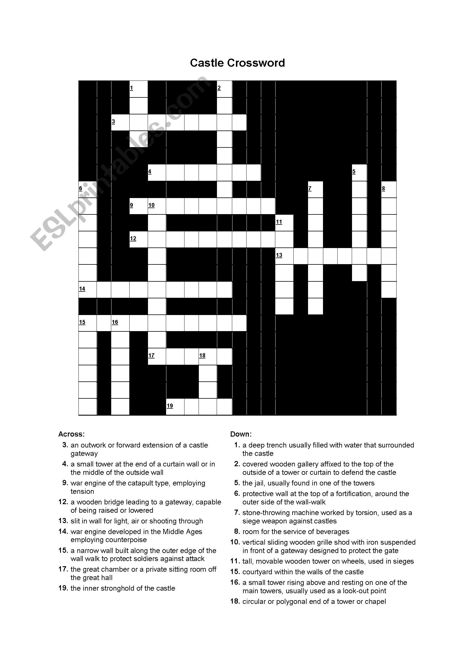 Castle Crossword worksheet