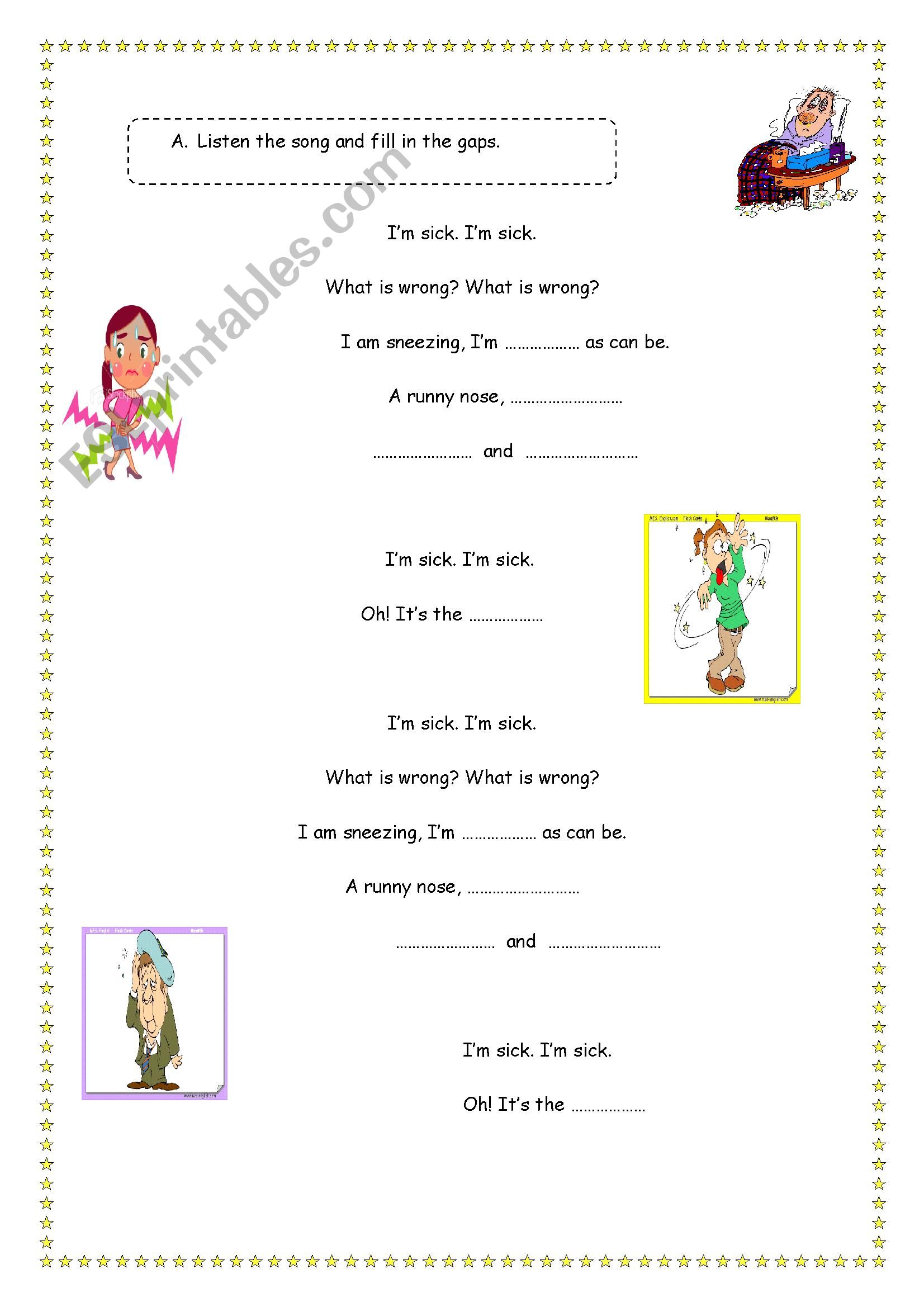 health problems worksheet