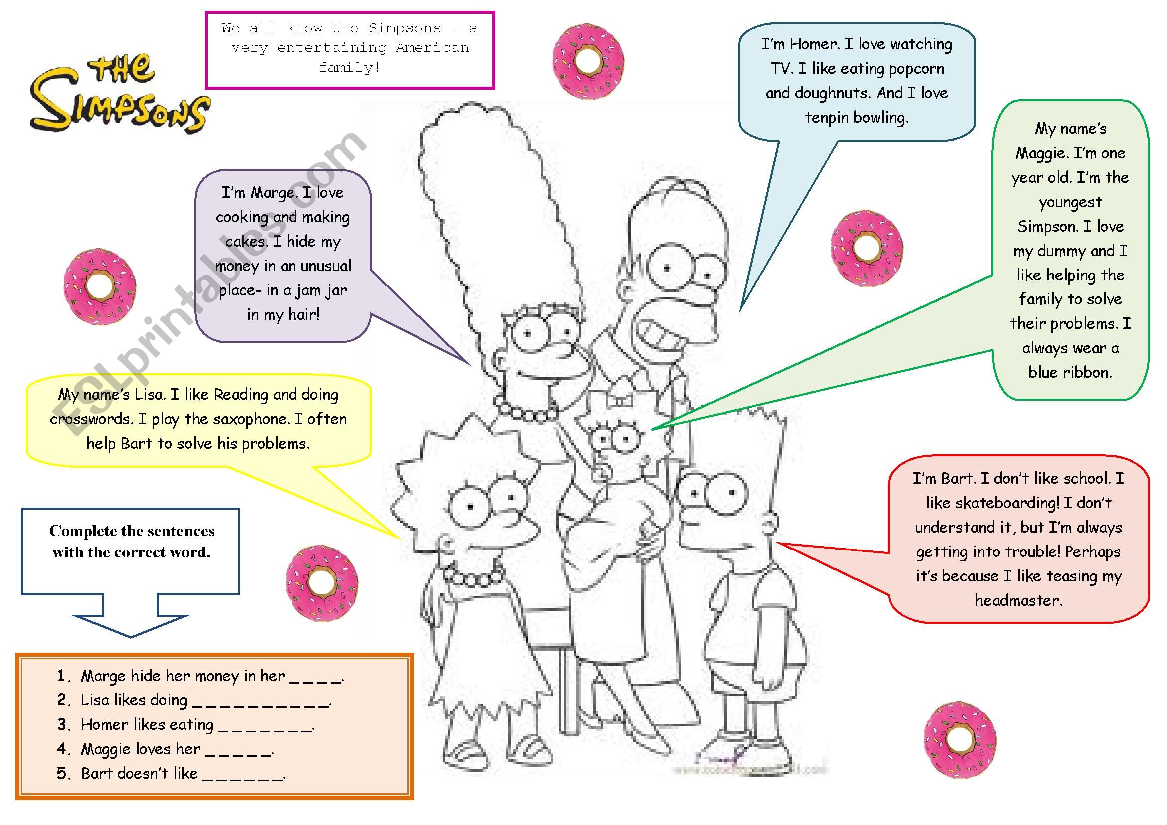 THE SIMPSONS worksheet