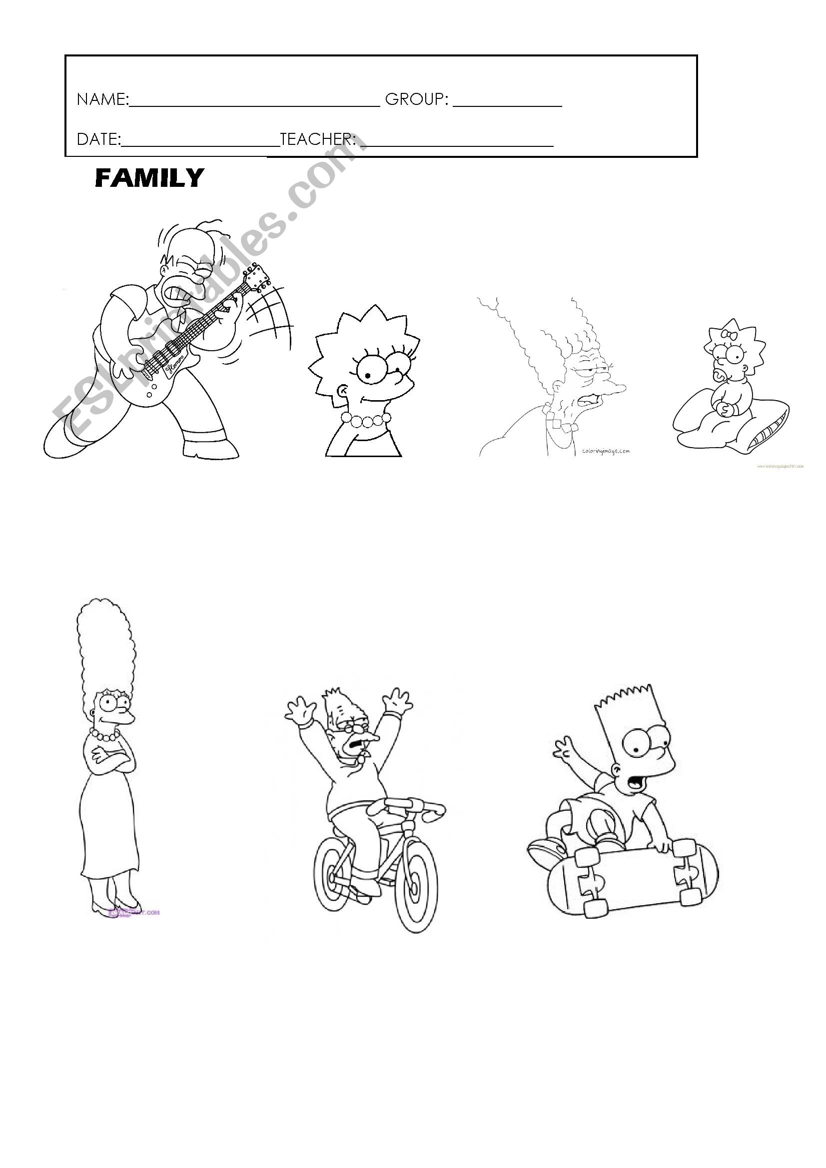 FAMILY MEMBERS worksheet