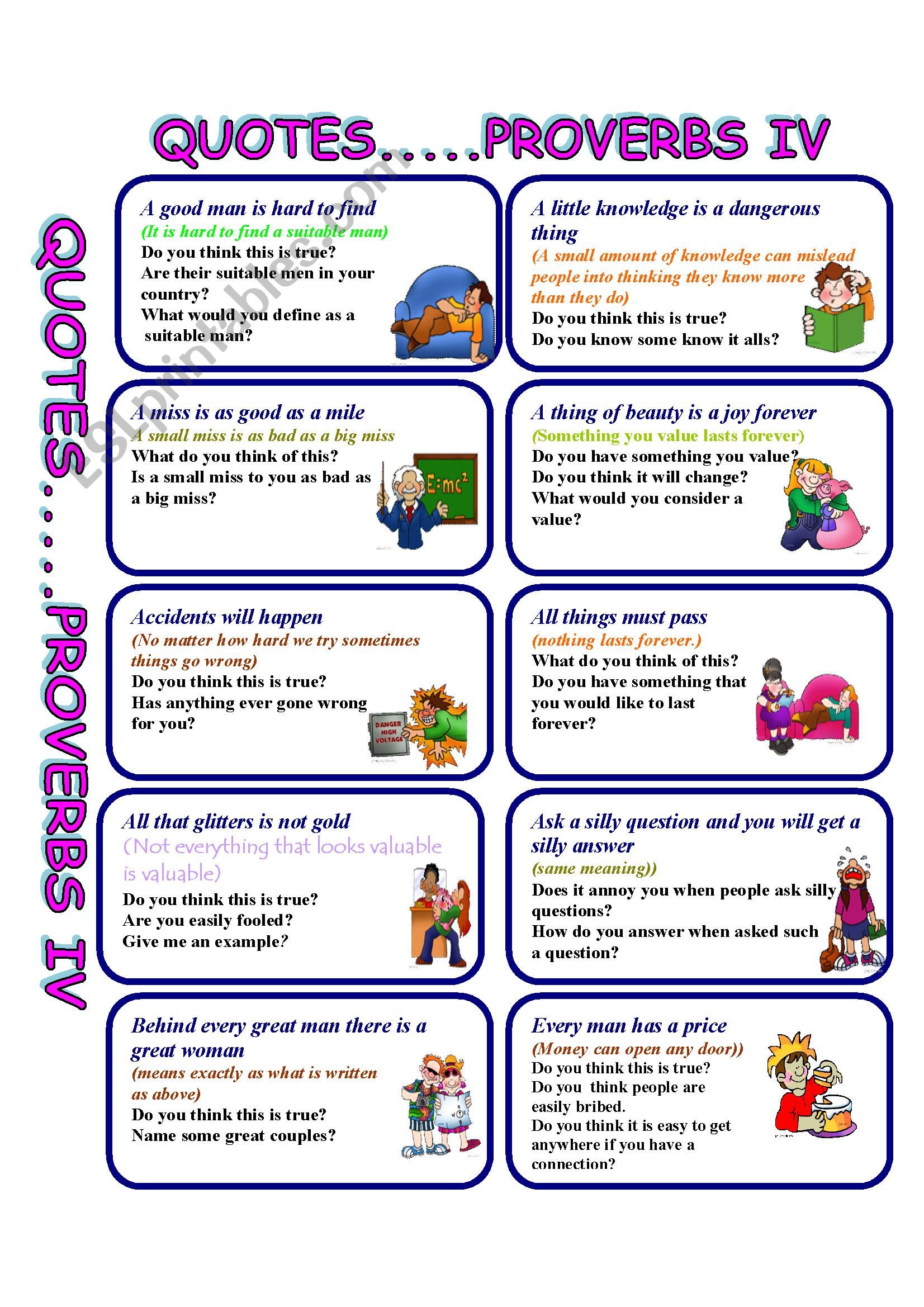 PROVERBS AND SAYINGS worksheet