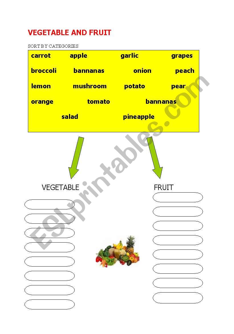 vegetable and fruit worksheet