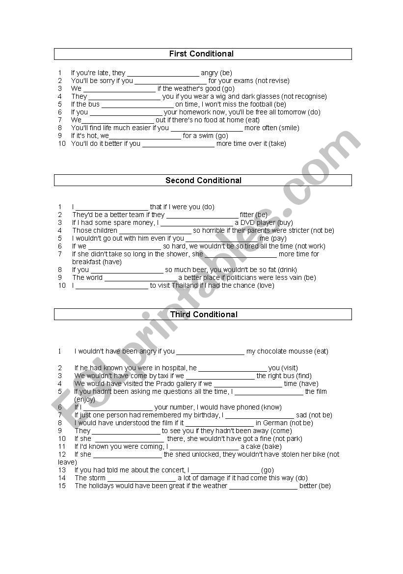 Conditionals worksheet