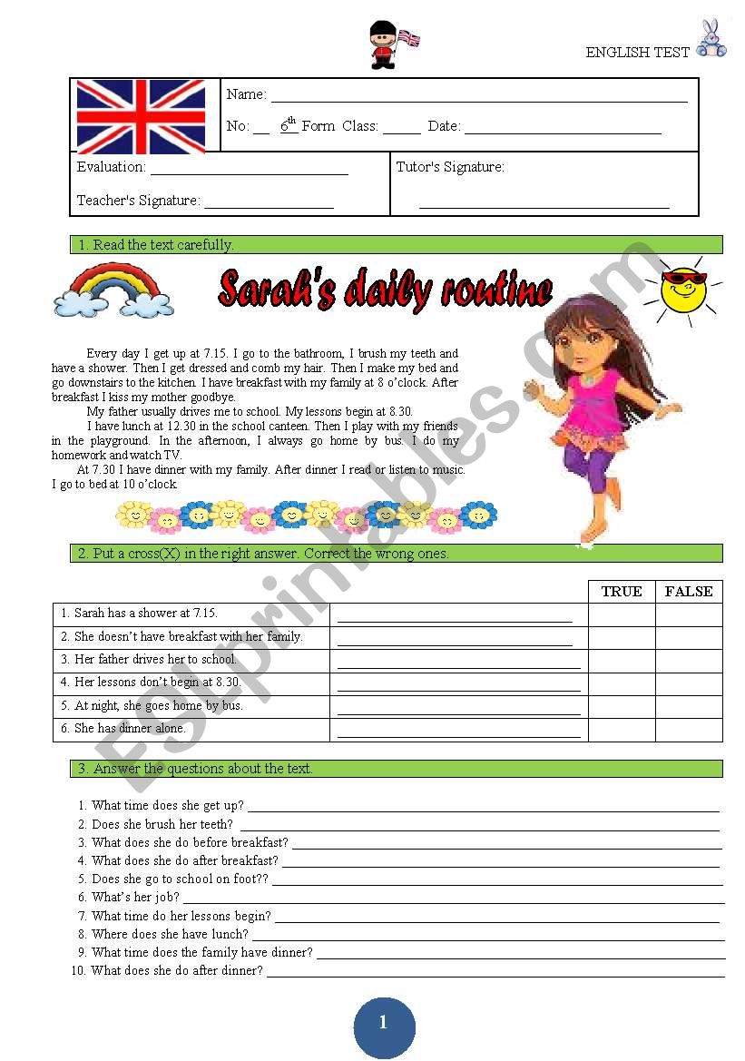 Test - 6th grade worksheet