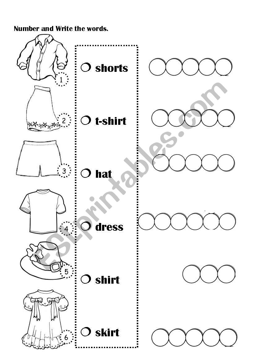 clothes worksheet