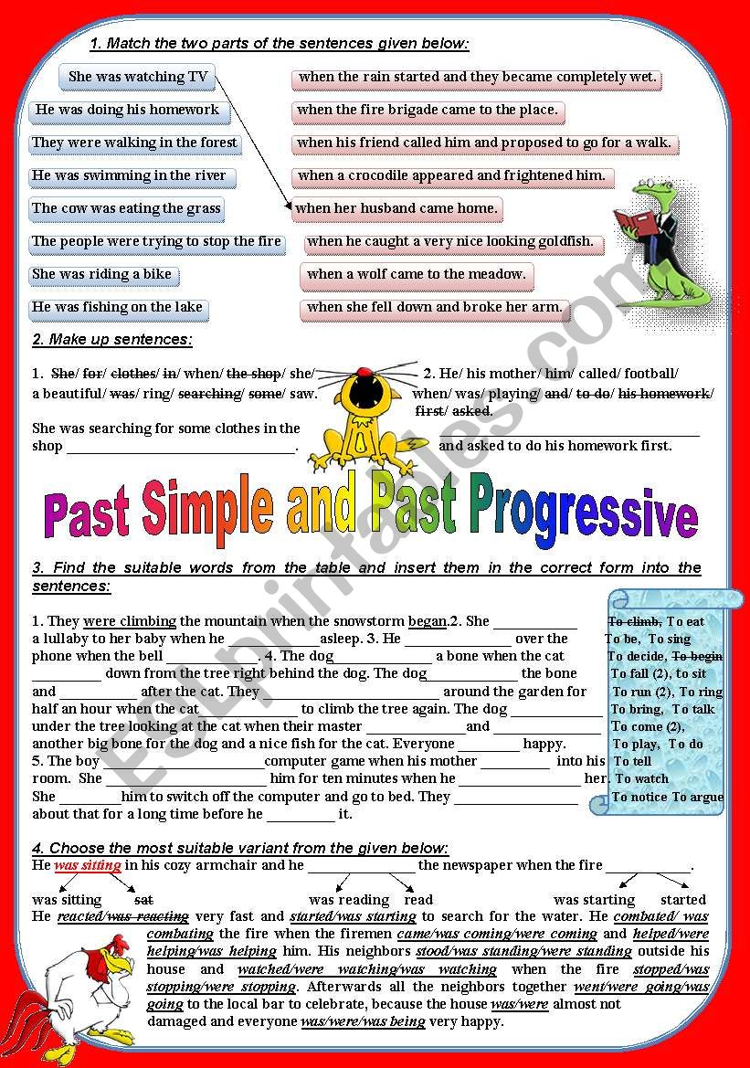 Past Simple and Past Progressive (key included)