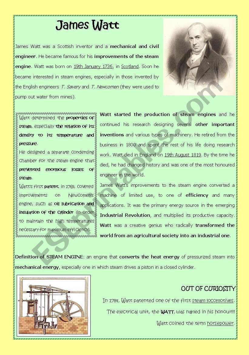 James Watt worksheet