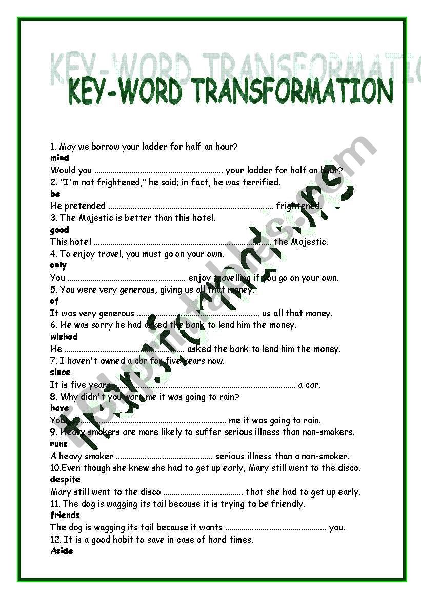 KEY-WORD TRANSFORMATION worksheet