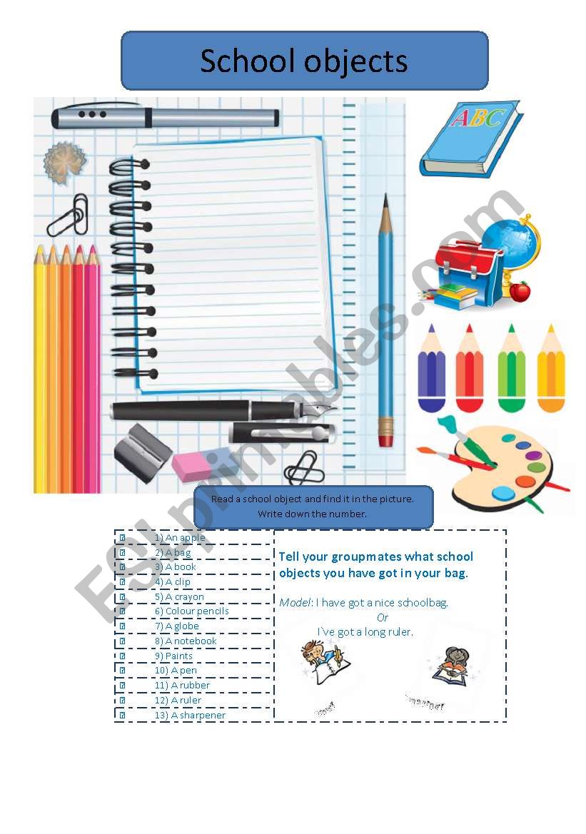 School appliances worksheet