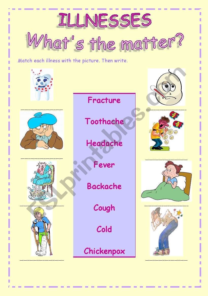 Illnesses worksheet
