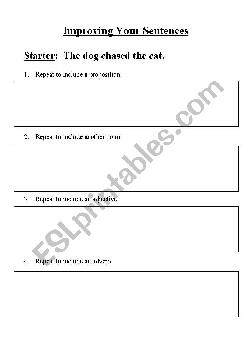 Improving your sentences worksheet