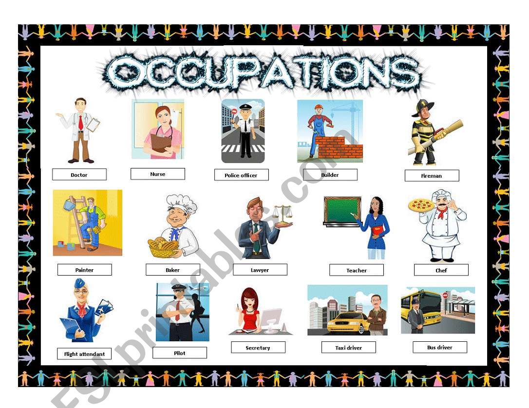 Occupation pictionary worksheet