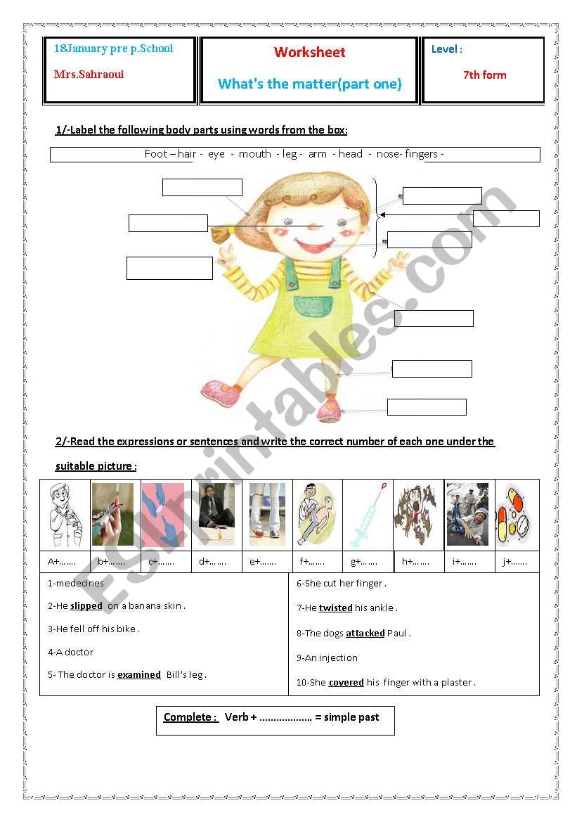 whatÂ´s the matter? worksheet