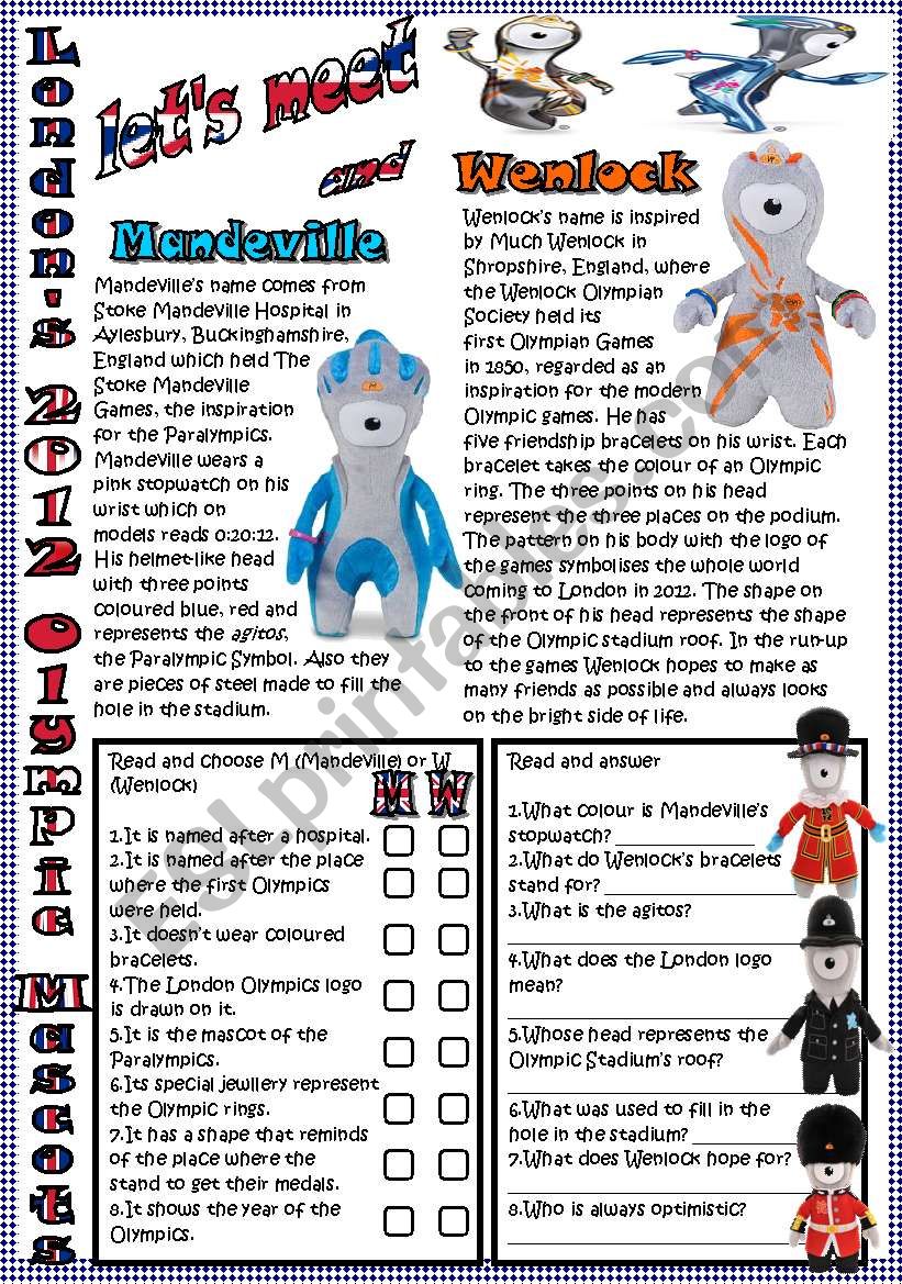 Lets meet Mandeville and Wenlock -Londons Mascots