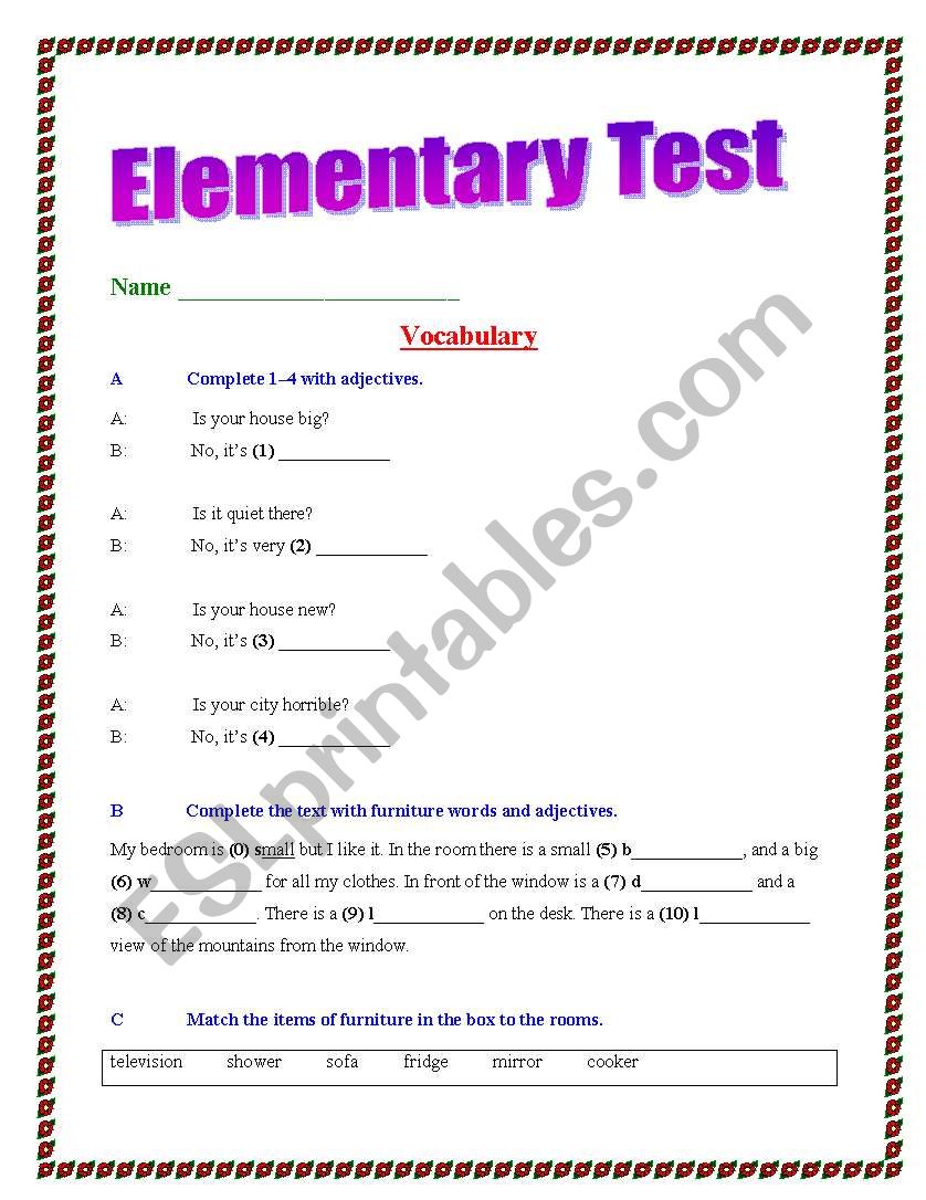 Elementary Fast Test    worksheet