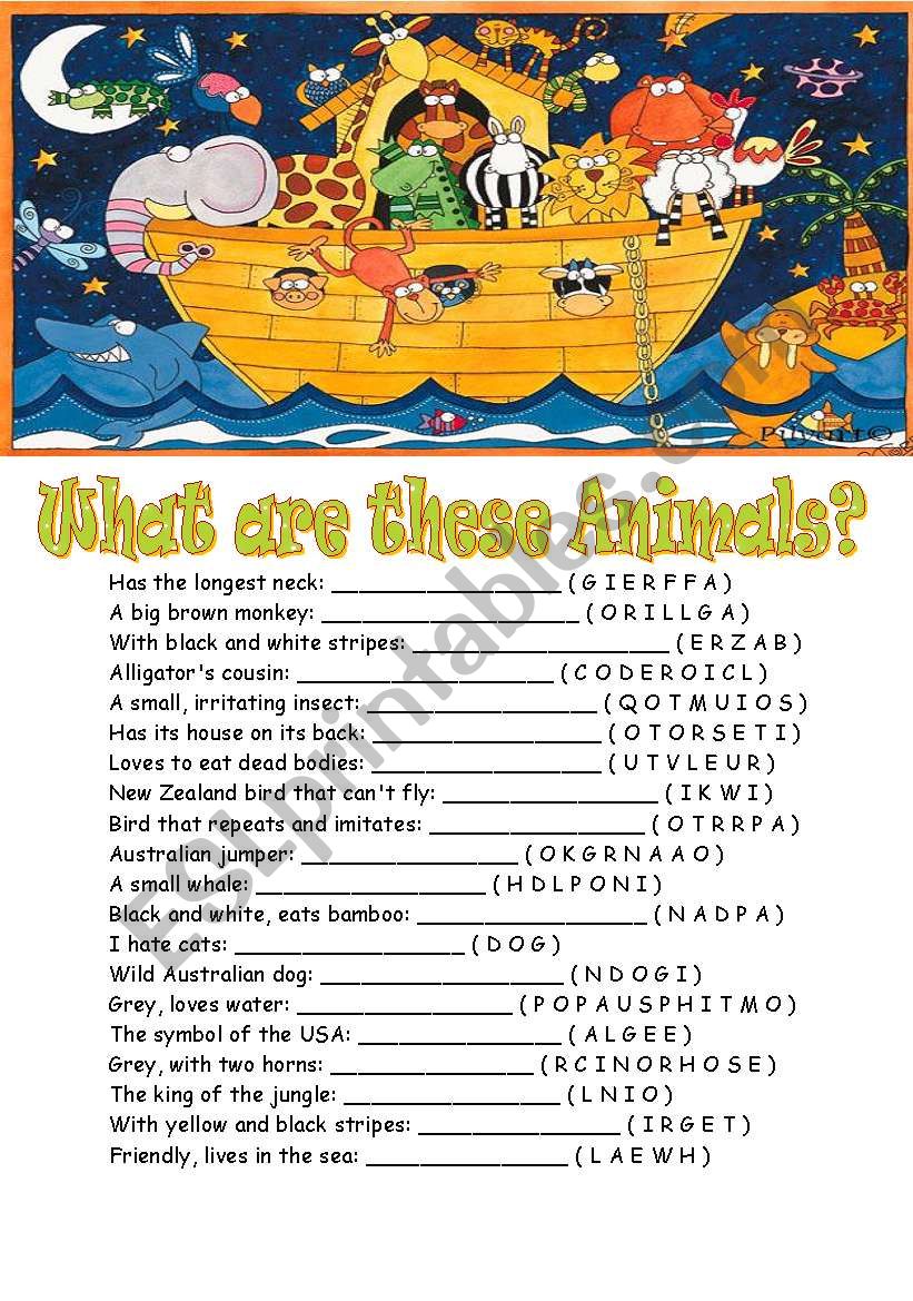 Animals worksheet