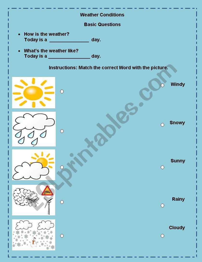 Weather Condition Matching worksheet