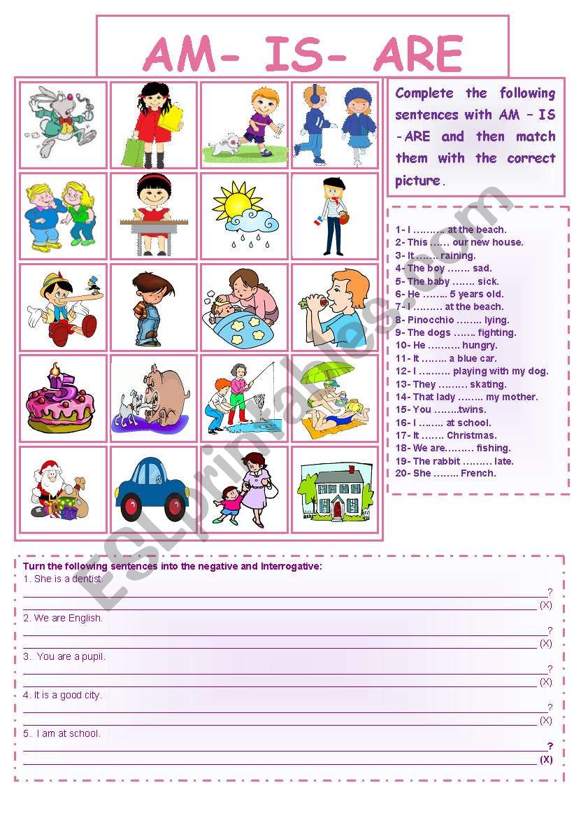 To be for elementary pupils worksheet