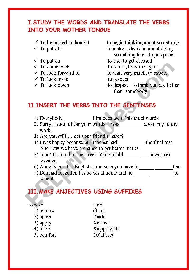 language exercises worksheet