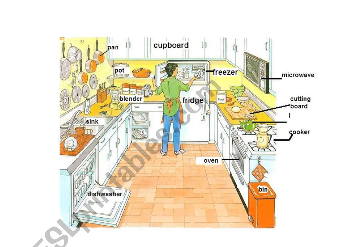 Learn the parts of the kitchen - ESL worksheet by um kalifa