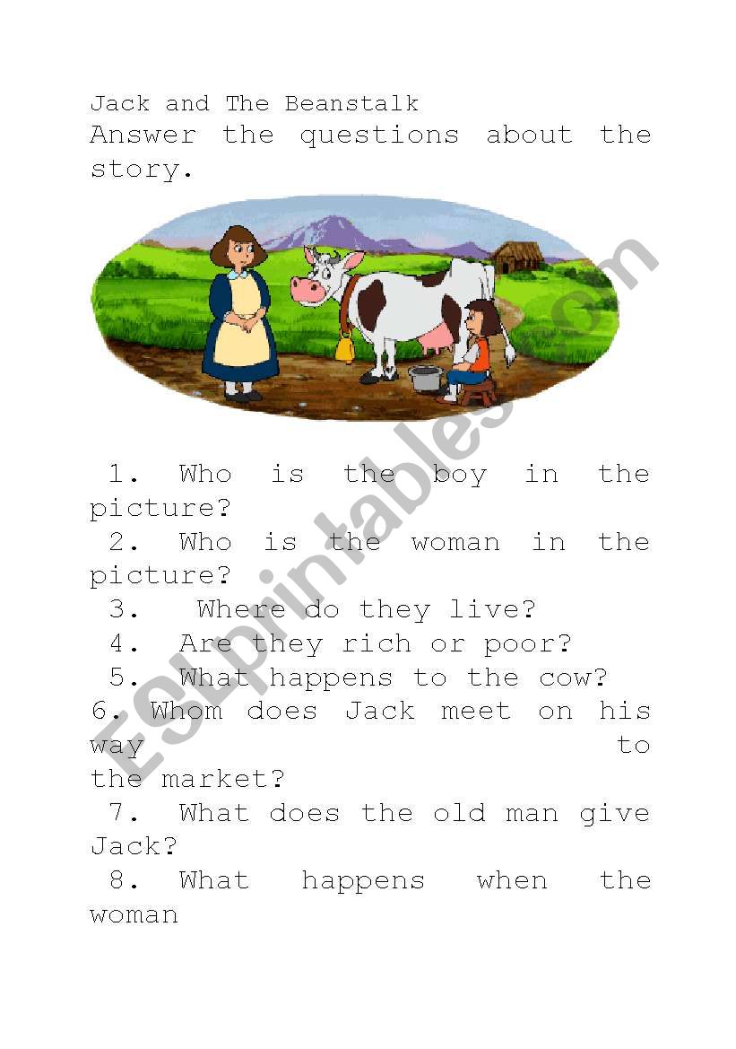 jack and the beanstalk worksheet