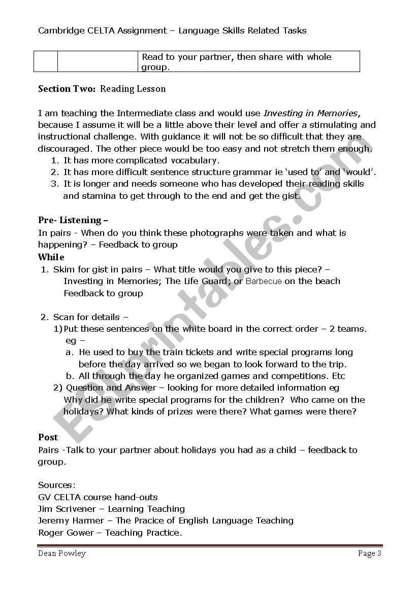 celta assignment 2 language skills related tasks