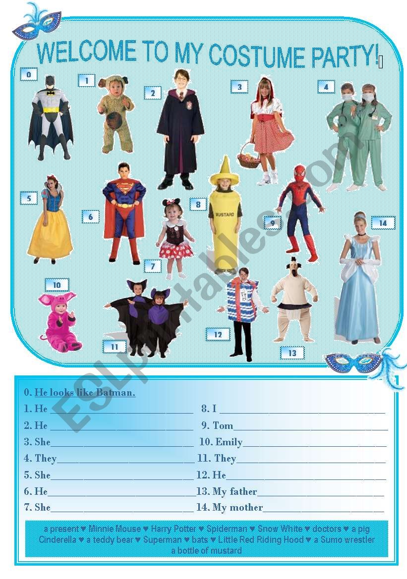 THE COSTUME PARTY worksheet