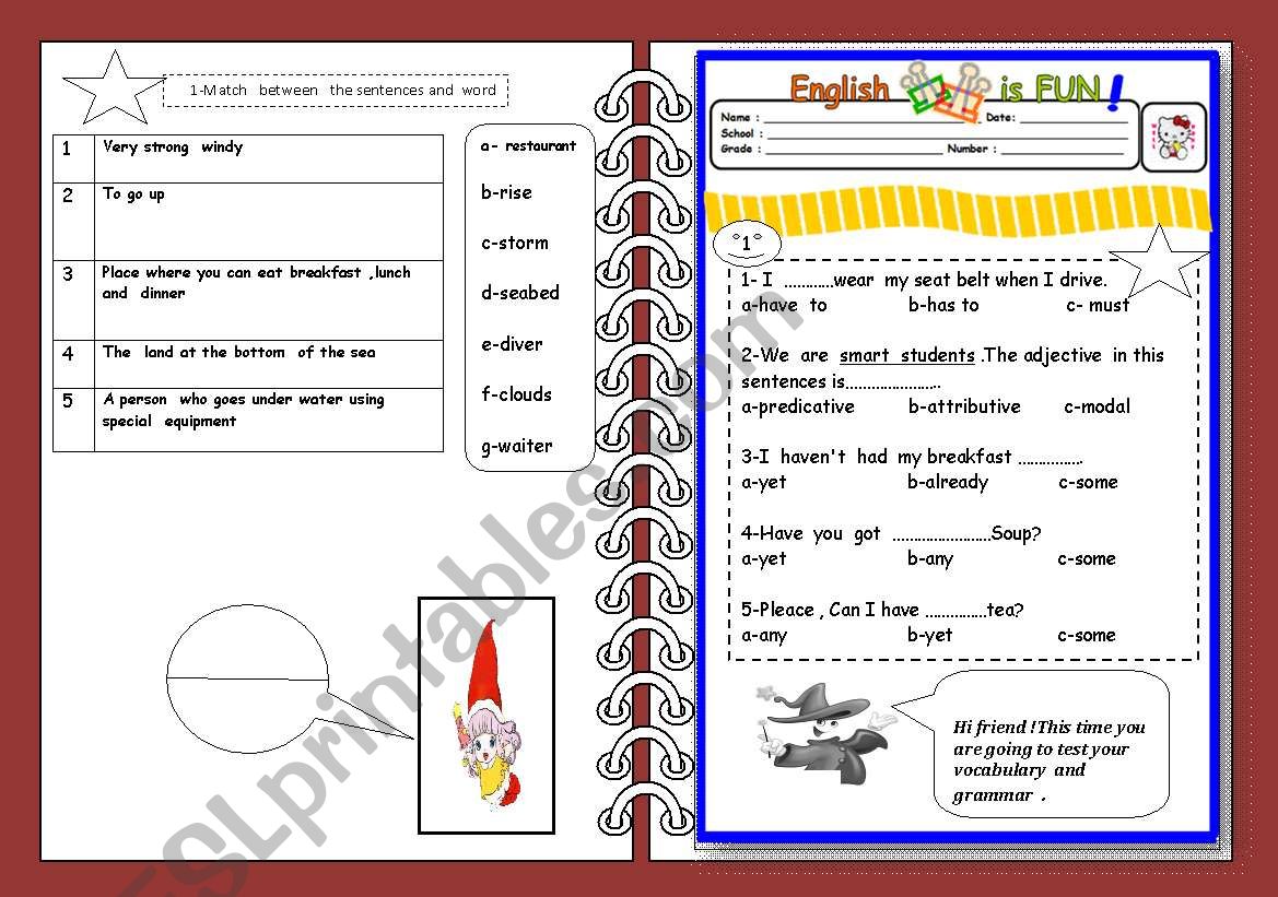 grammar  and  vocbulary worksheet