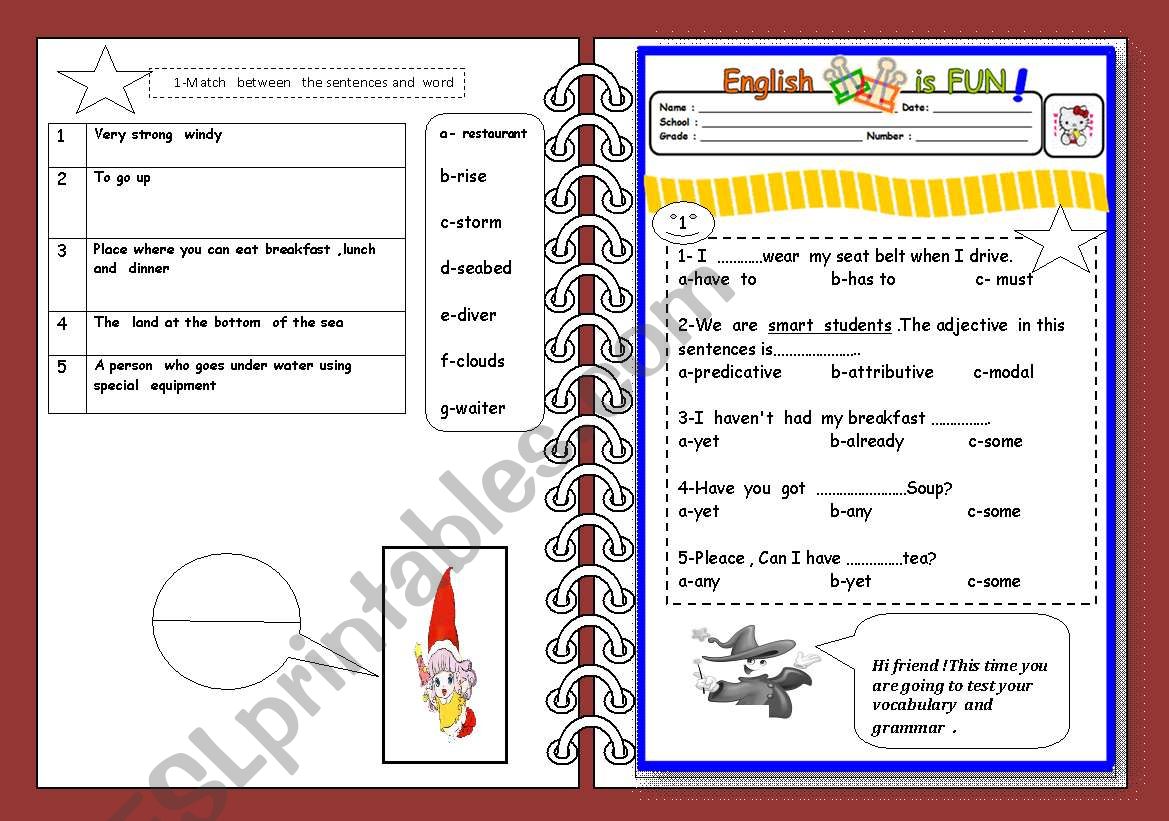 grammar  and  vocbulary worksheet