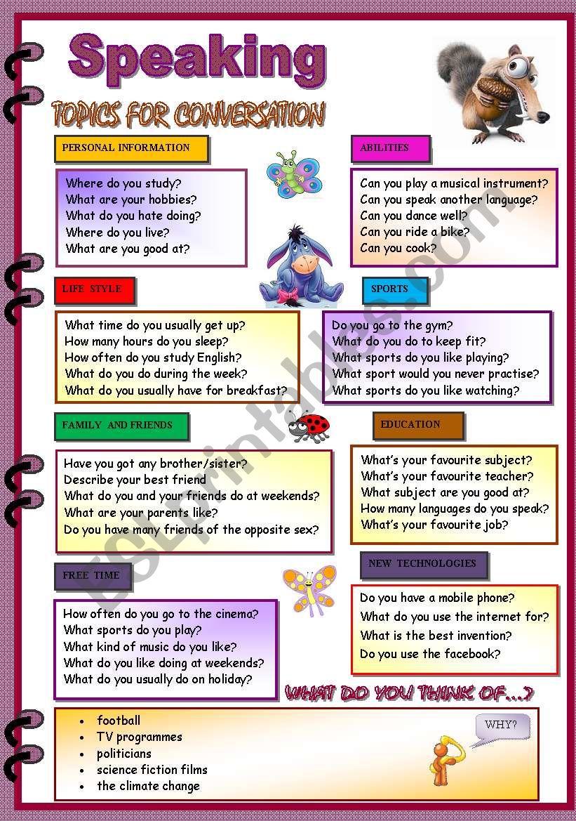 CONVERSATION QUESTIONS worksheet