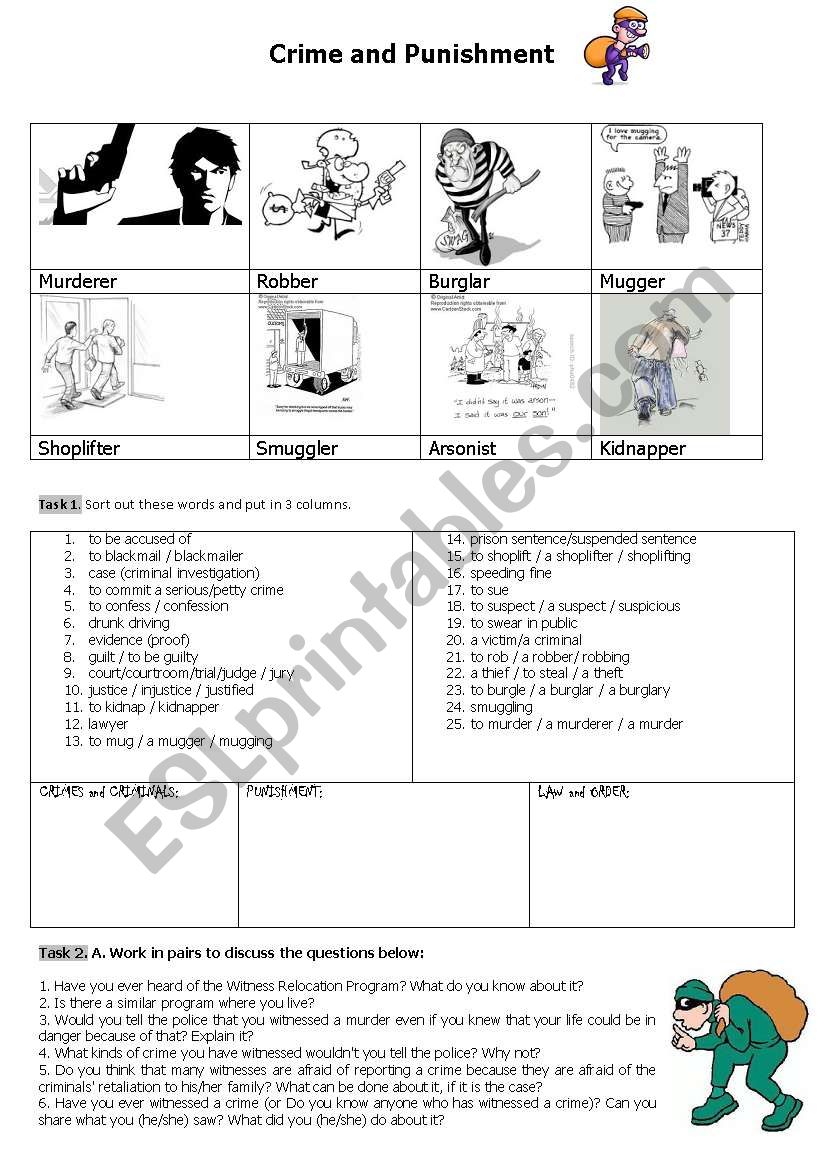 Crime and Punishment worksheet