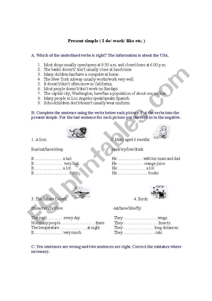 PRESENT SIMPLE worksheet