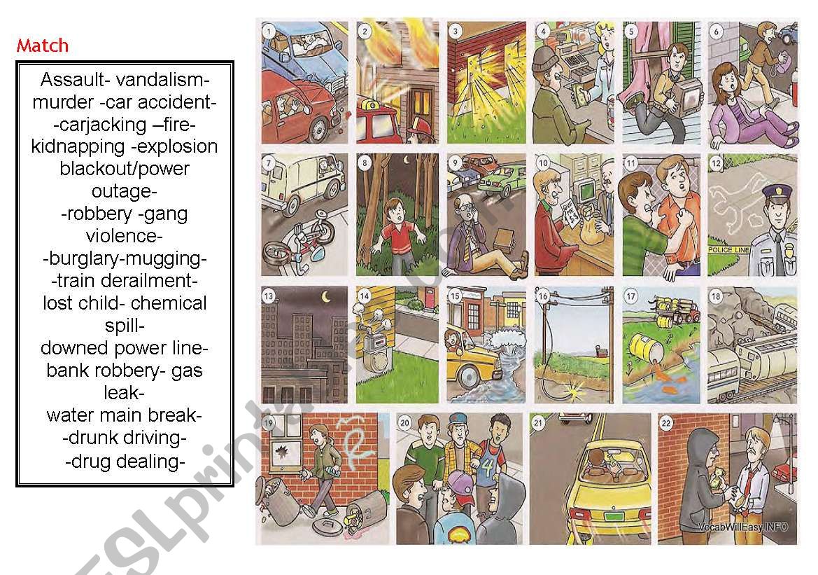 Crimes worksheet