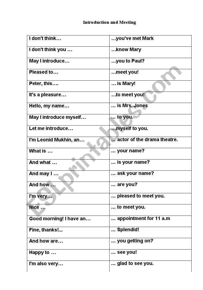 Meet Your Match worksheet