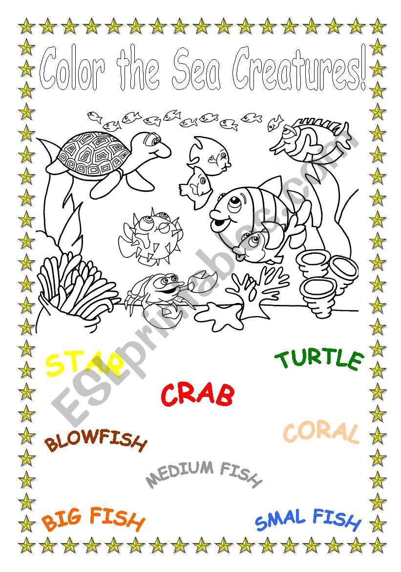 Color the Sea Creatures! worksheet