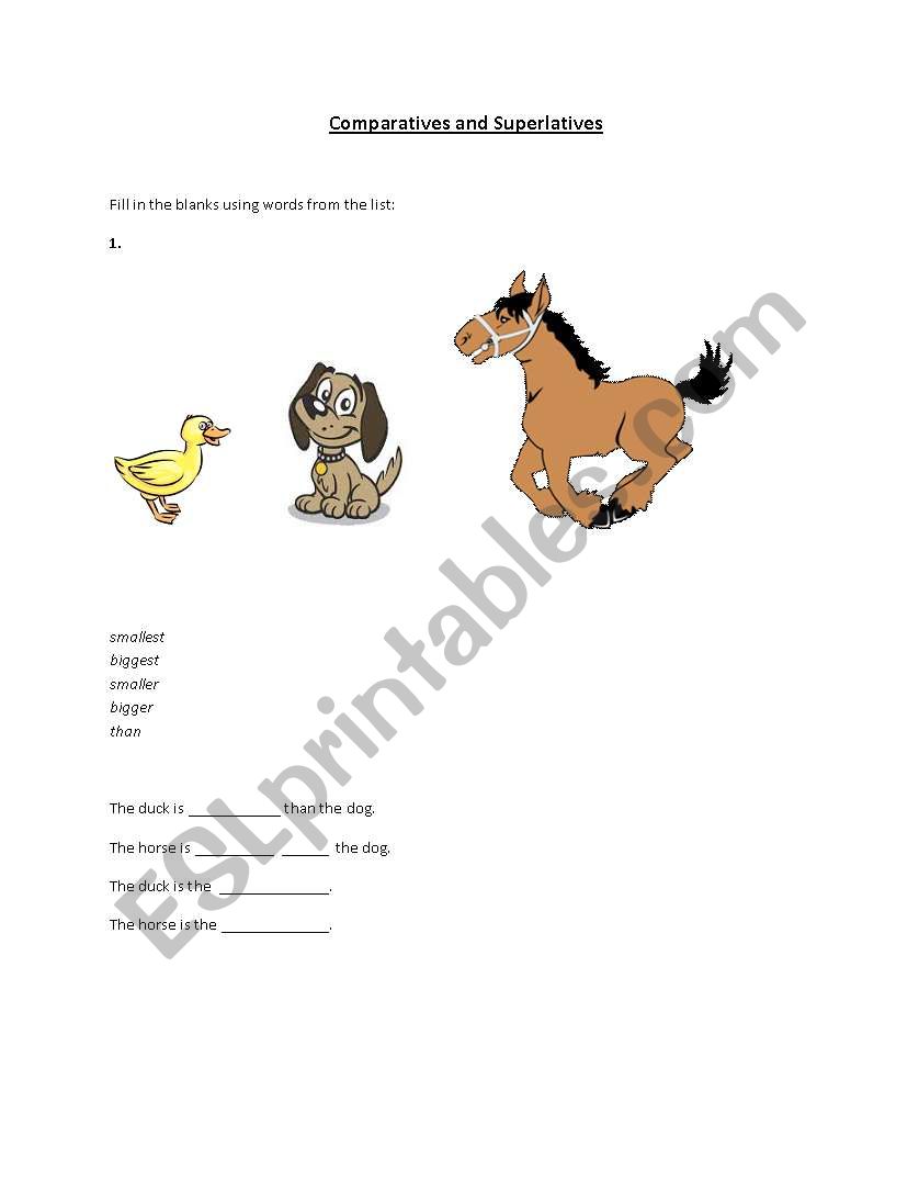 Comparatives and Superlatives accuracy worksheet