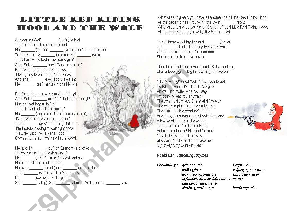 trække sig tilbage karton civilisere Little Red Riding Hood by Roald Dahl - ESL worksheet by kpmc