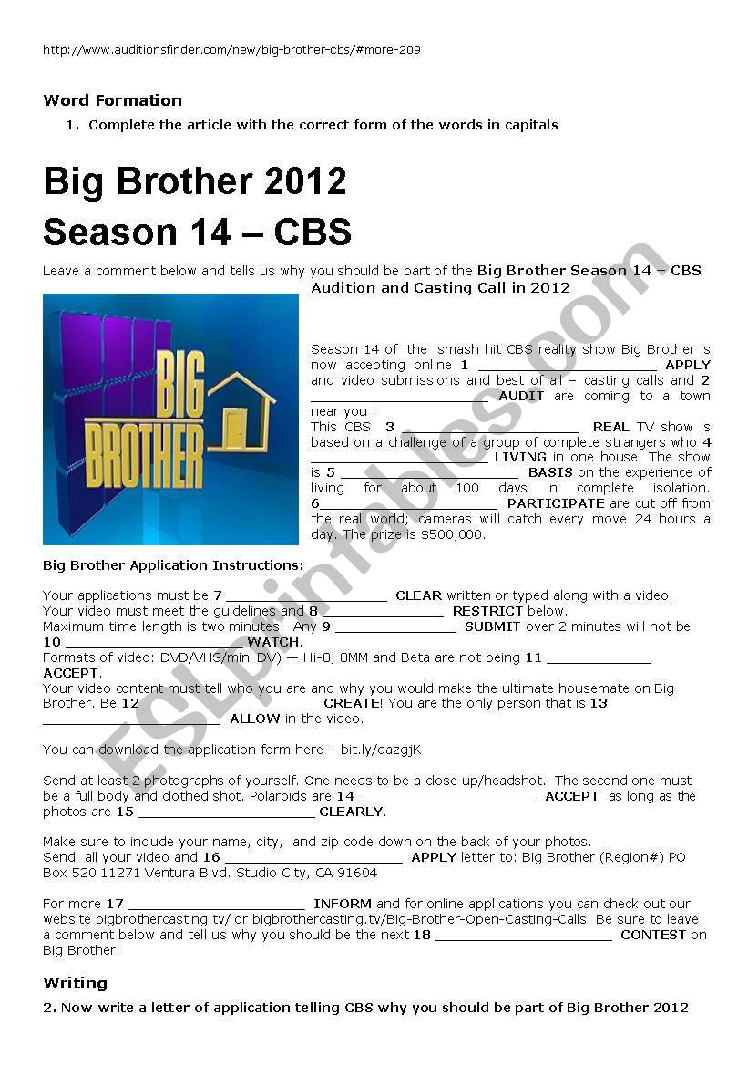 Big Brother Audition and Casting Call 