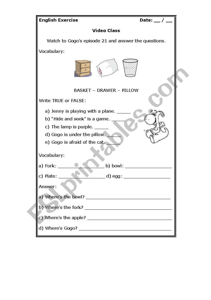 Prepositions - Video Class worksheet