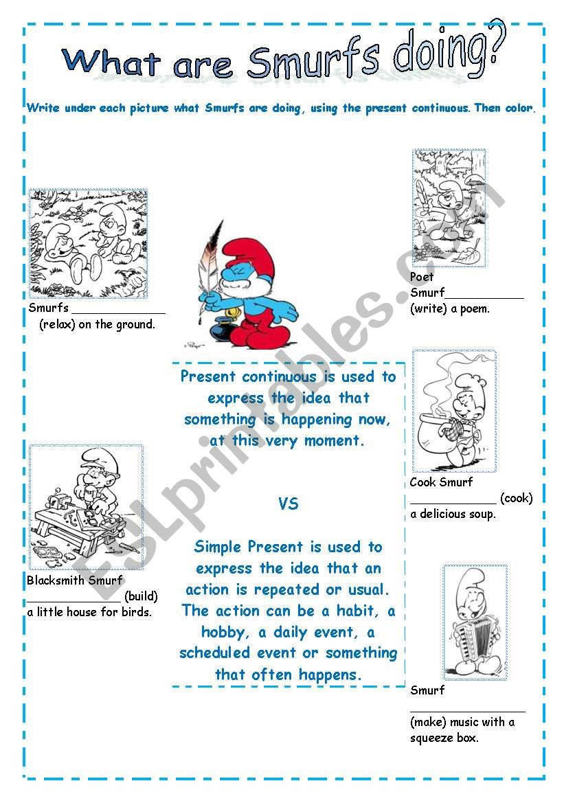 Present continuous worksheet