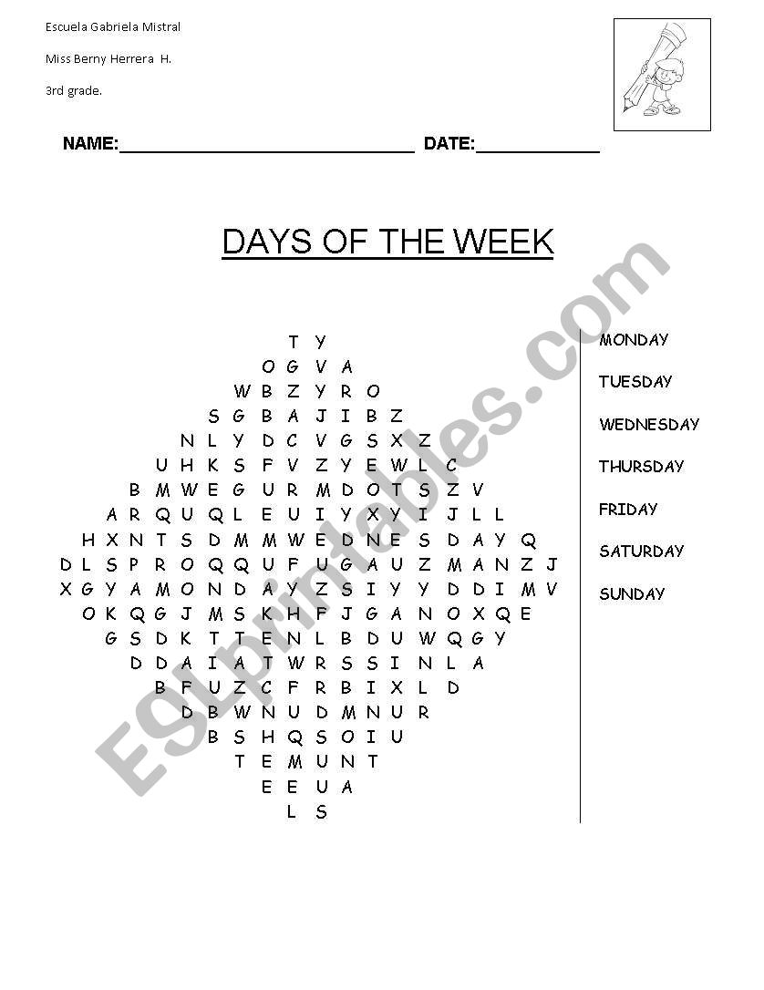 Days, Months, and seasons worksheet
