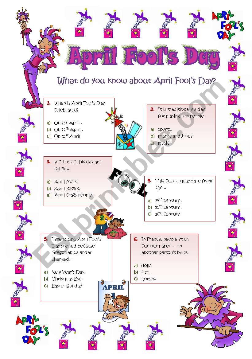 APRIL FOOLS DAY  -  QUIZ worksheet