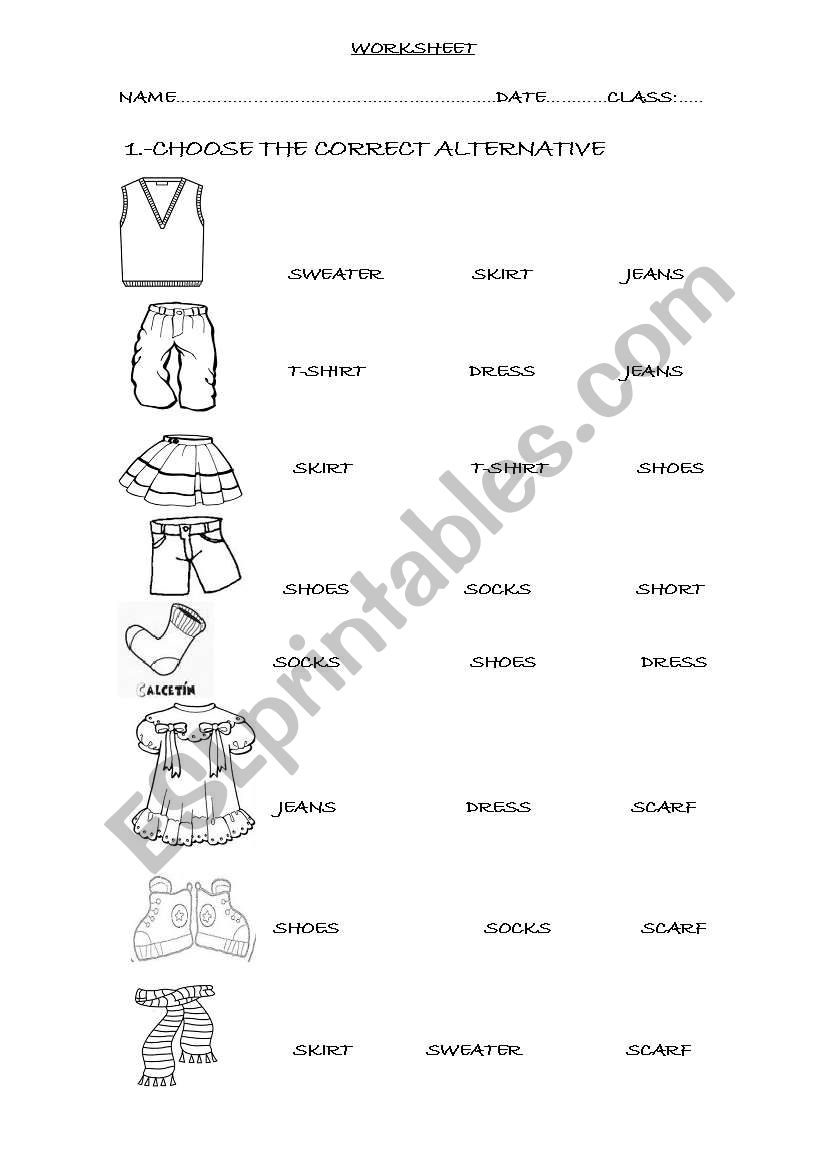 CLOTHES worksheet