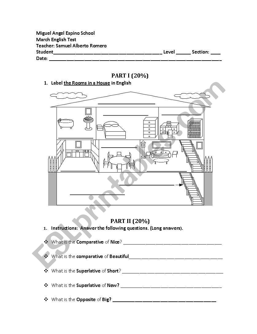 Rooms in the house worksheet