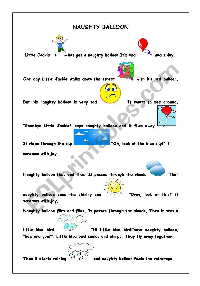 naughty balloon worksheet