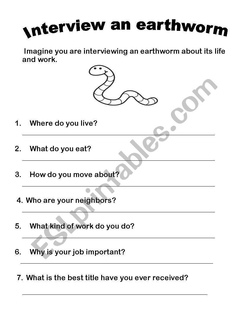 soil  earthworm worksheet