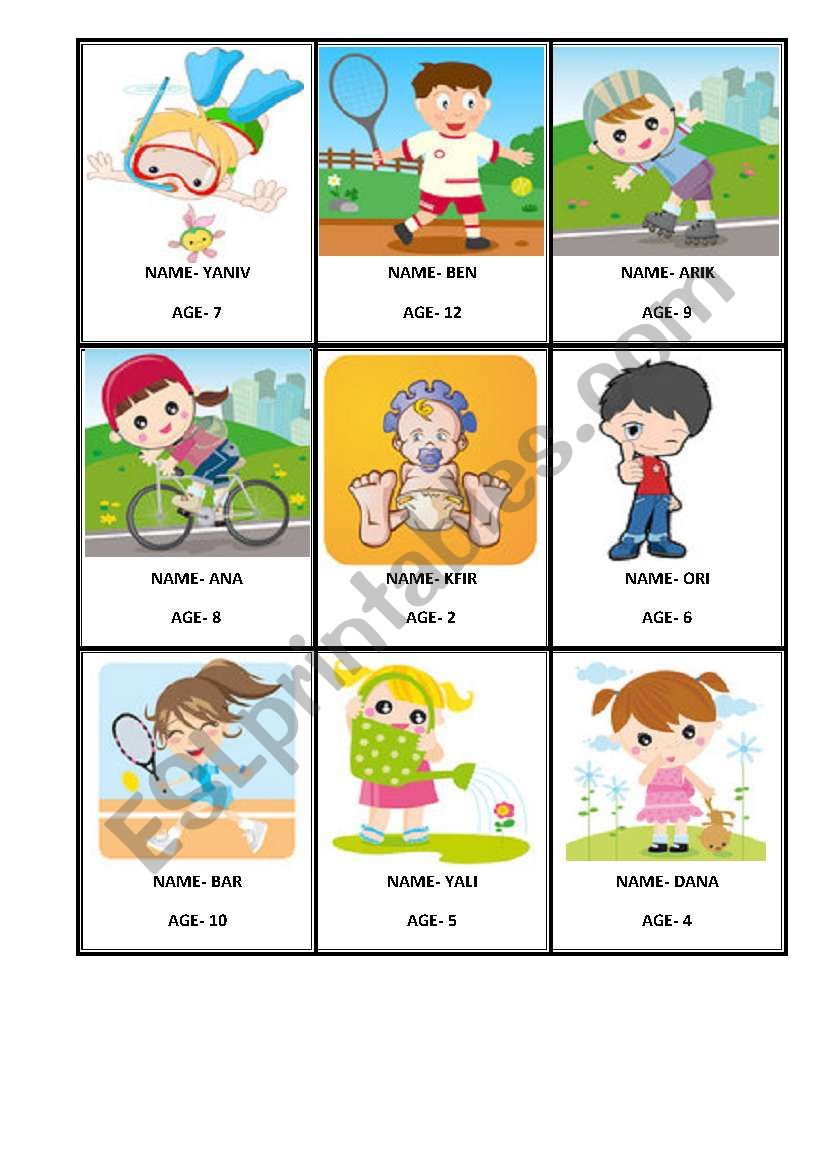 Basic speaking activity- whatÂ´s your name and how old are you?