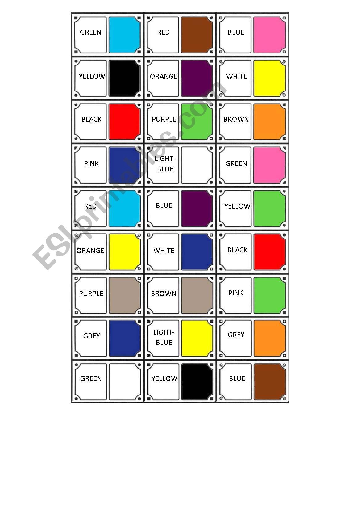 Colours domino worksheet