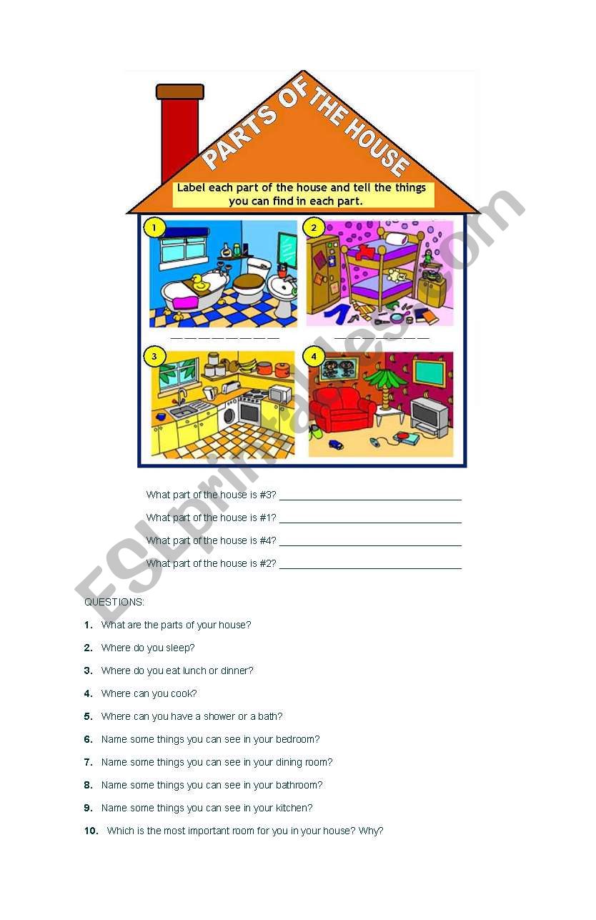 PARTS OF THE HOUSE worksheet