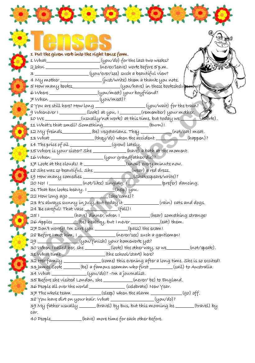 MIXED TENSES worksheet